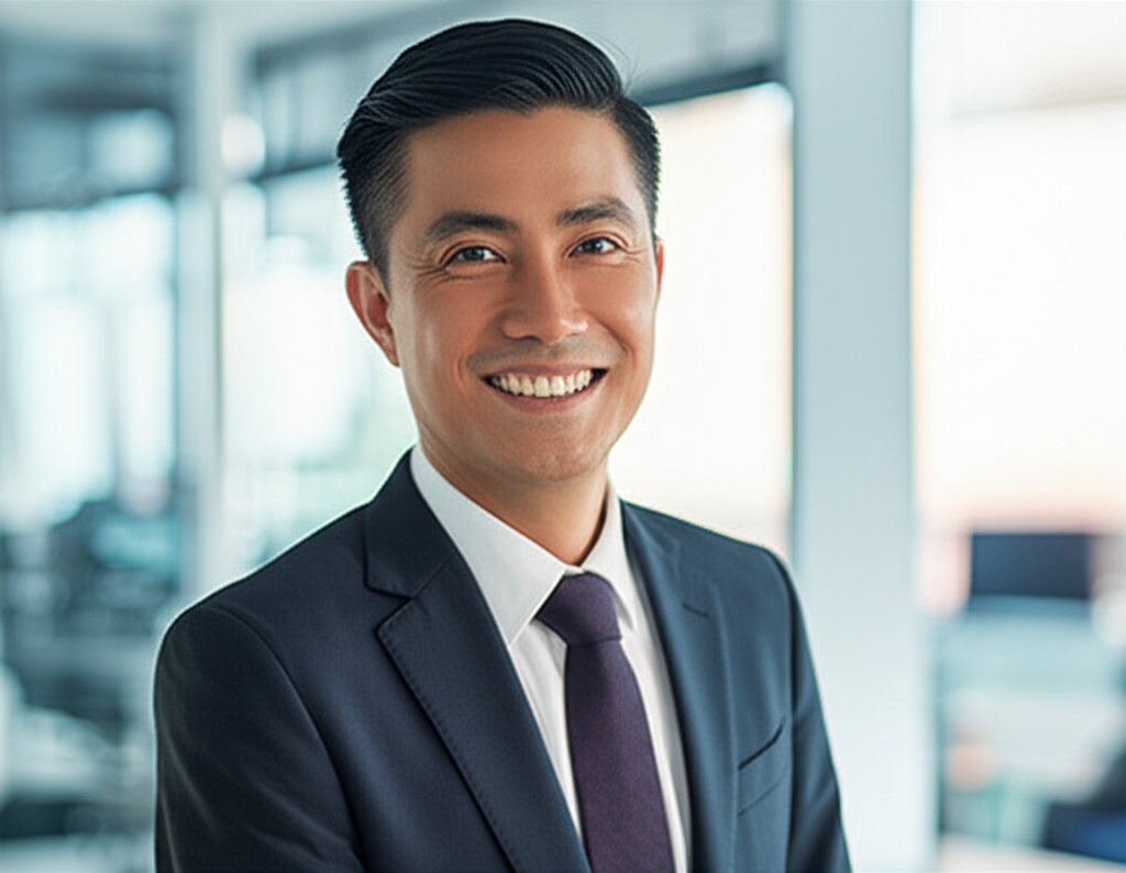 Business owner smiling in his office